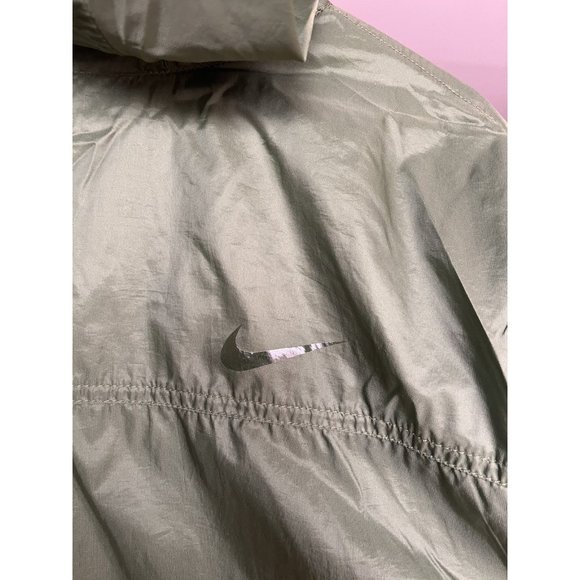 VINTAGE NIKE PULLOVER RAINCOAT WINDBREAKER OLIVE GREEN JACKET SIZE LARGE 1990S - Picture 3 of 6